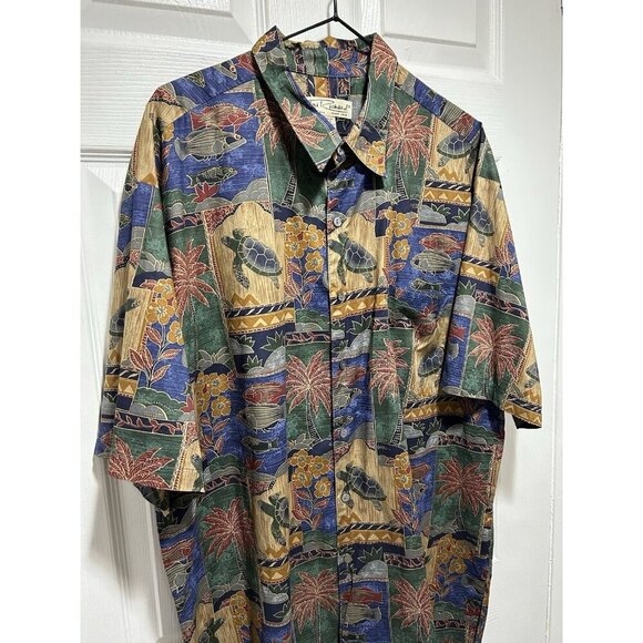 Tori Richard Size XL Men’s Hawaiian Shirt Fish Turtles Palm Trees Resort Beach - Picture 3 of 6